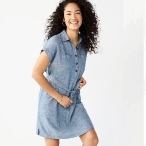 Linen Mini Shirt Dress